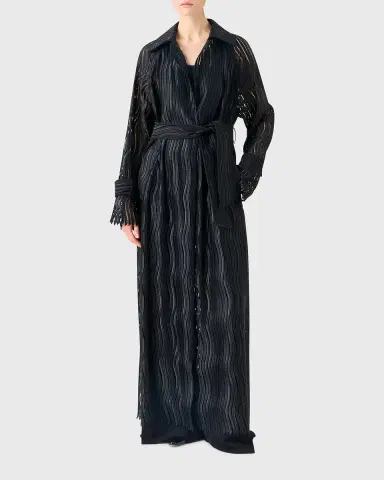 Akris Wave Embroidered Single-Breasted Long Coat | Thumbnail 6 Akris Wave Embroidered Single-Breasted Long Coat | Thumbnail 6