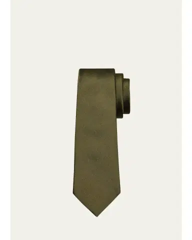 Saint Laurent Men's Solid Silk Satin Tie | Thumbnail 1
