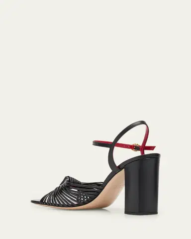 Valentino Garavani 90mm VLogo Anne Leather Block-Heel Sandals | Thumbnail 4 Valentino Garavani 90mm VLogo Anne Leather Block-Heel Sandals | Thumbnail 4