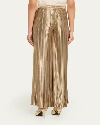 Giorgio Armani Metallic Plisse Satin Wide-Leg Pants | Thumbnail 3 Giorgio Armani Metallic Plisse Satin Wide-Leg Pants | Thumbnail 3