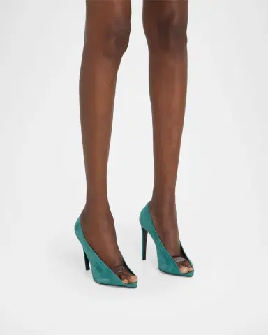 Valentino Garavani 105mm Open Toe Revele Suede Pumps | Thumbnail 2 Valentino Garavani 105mm Open Toe Revele Suede Pumps | Thumbnail 2