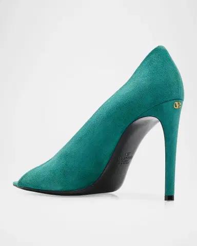 Valentino Garavani 105mm Open Toe Revele Suede Pumps | Thumbnail 4 Valentino Garavani 105mm Open Toe Revele Suede Pumps | Thumbnail 4