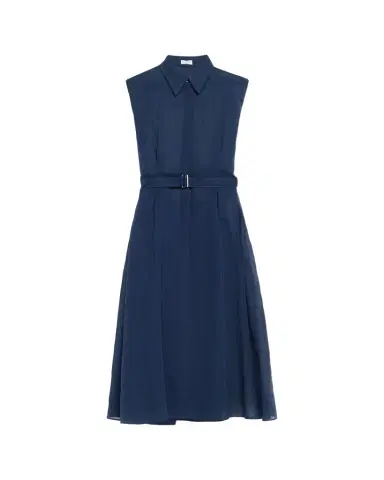 Brunello Cucinelli Sleeveless Sheer Cotton Organza Belted Midi Shirtdress | Thumbnail 1
