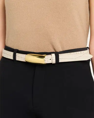L'Agence Marlowe Croc-Embossed Leather Belt | Thumbnail 2 L'Agence Marlowe Croc-Embossed Leather Belt | Thumbnail 2
