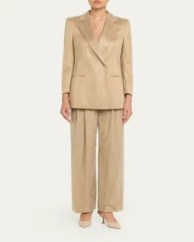 Giorgio Armani Embellished Pleated Straight-Leg Pants | Thumbnail 2 Giorgio Armani Embellished Pleated Straight-Leg Pants | Thumbnail 2