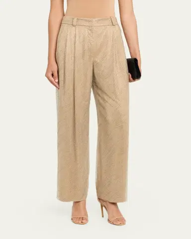Giorgio Armani Embellished Pleated Straight-Leg Pants | Thumbnail 4 Giorgio Armani Embellished Pleated Straight-Leg Pants | Thumbnail 4