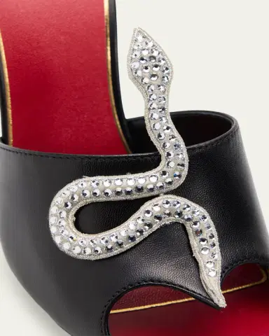 Valentino Garavani 105mm Strass Snake Leather Mule Pumps | Thumbnail 5