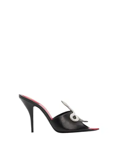 Valentino Garavani 105mm Strass Snake Leather Mule Pumps | Thumbnail 1