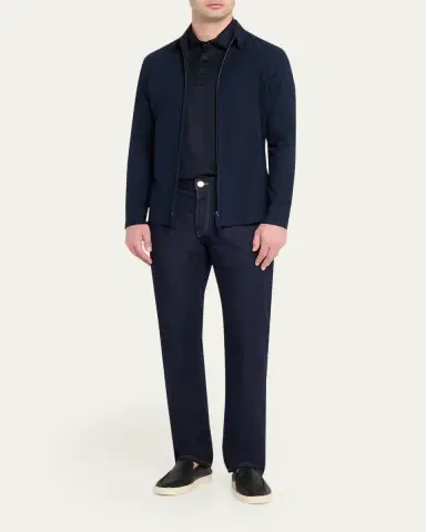 Giorgio Armani Men's Cotton Seersucker Full-Zip Shirt Jacket | Thumbnail 2
