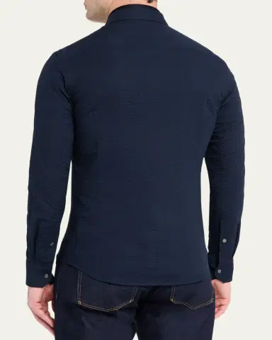 Giorgio Armani Men's Cotton Seersucker Full-Zip Shirt Jacket | Thumbnail 3