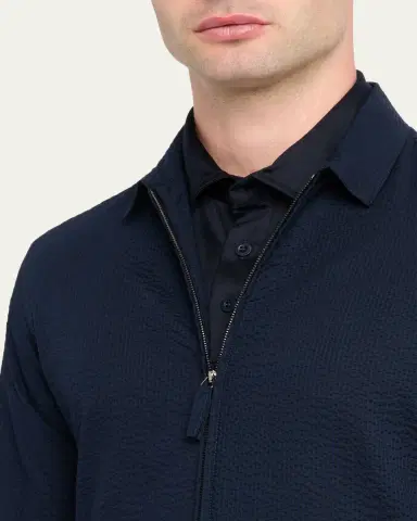 Giorgio Armani Men's Cotton Seersucker Full-Zip Shirt Jacket | Thumbnail 5