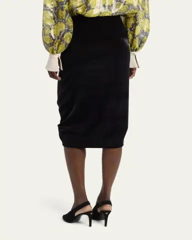 Valentino Garavani Ruched Velvety Midi Pencil Skirt | Thumbnail 3