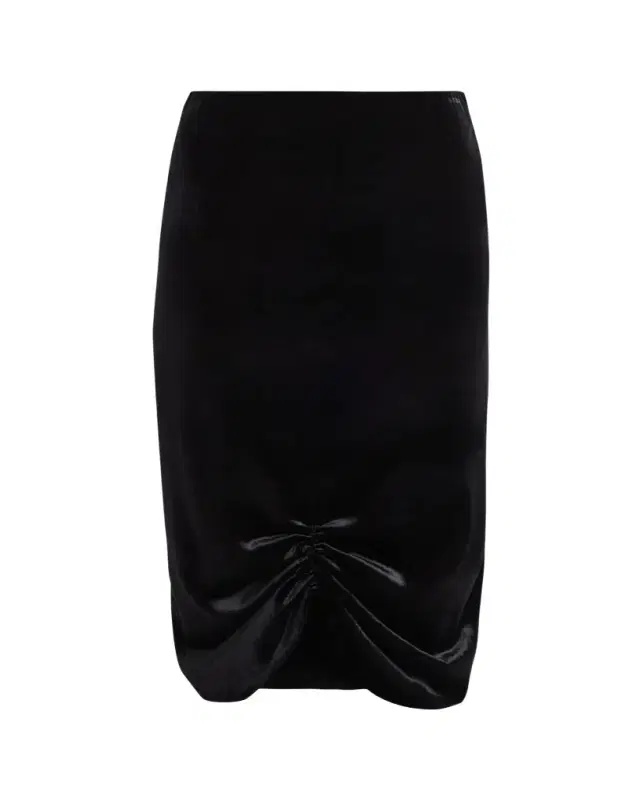 Valentino Garavani Ruched Velvety Midi Pencil Skirt