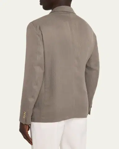 Giorgio Armani Men's Chevron Cupro Patch-Pocket Blazer | Thumbnail 3 Giorgio Armani Men's Chevron Cupro Patch-Pocket Blazer | Thumbnail 3