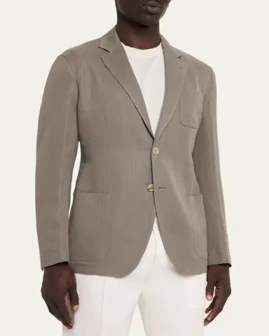 Giorgio Armani Men's Chevron Cupro Patch-Pocket Blazer | Thumbnail 4 Giorgio Armani Men's Chevron Cupro Patch-Pocket Blazer | Thumbnail 4