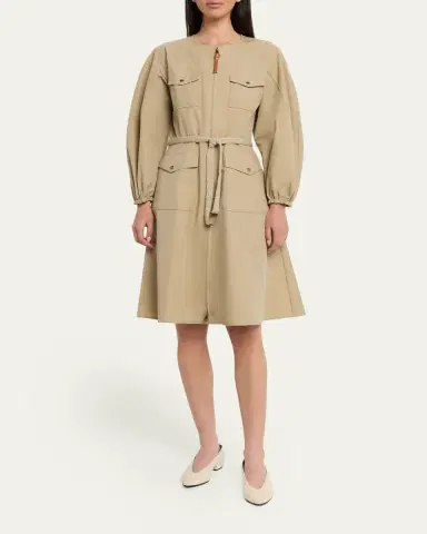 Moncler Pleated Poplin Dress | Thumbnail 2