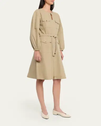 Moncler Pleated Poplin Dress | Thumbnail 4