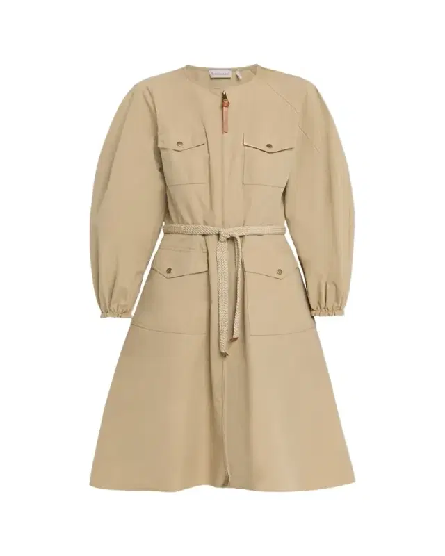 Pleated Poplin Dress