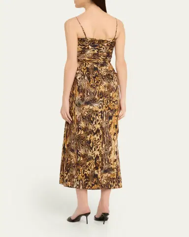 Adam Lippes Cari Abstract-Print Draped Ankle Dress | Thumbnail 3 Adam Lippes Cari Abstract-Print Draped Ankle Dress | Thumbnail 3