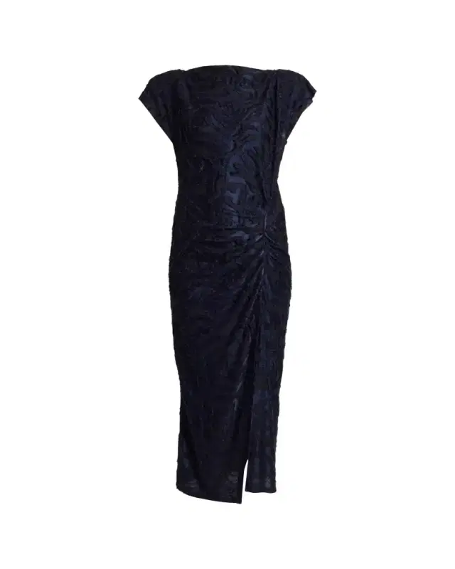 Ladan Textured Jacquard Cap-Sleeve Midi Dress