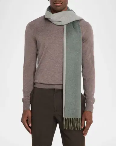 Loro Piana Men 's Baby Cashmere Fringe Scarf | Thumbnail 2