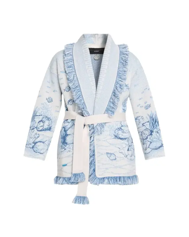 Deep In The Ocean Fringed Wrap Cardigan