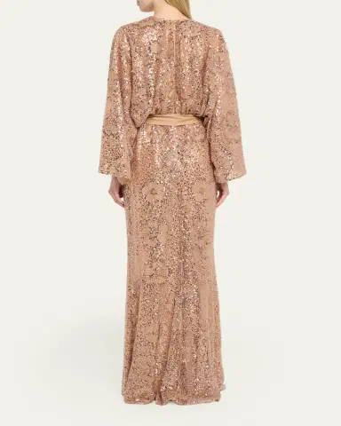 Elie Saab Semi-Sheer Sequin Embroidered Mesh Dress | Thumbnail 3 Elie Saab Semi-Sheer Sequin Embroidered Mesh Dress | Thumbnail 3