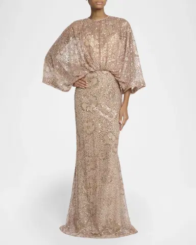 Elie Saab Semi-Sheer Sequin Embroidered Mesh Dress | Thumbnail 8 Elie Saab Semi-Sheer Sequin Embroidered Mesh Dress | Thumbnail 8