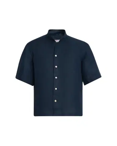 Kiton Men's Cotton Nehru-Collar Short-Sleeve Shirt | Thumbnail 1 Kiton Men's Cotton Nehru-Collar Short-Sleeve Shirt | Thumbnail 1