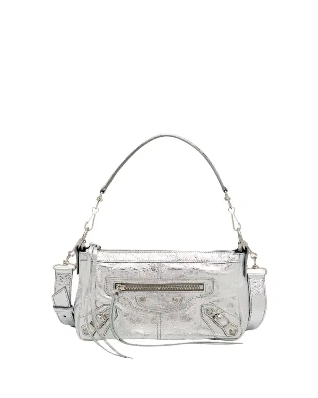 Balenciaga Le City Mini Metallic Leather Moto Shoulder Bag