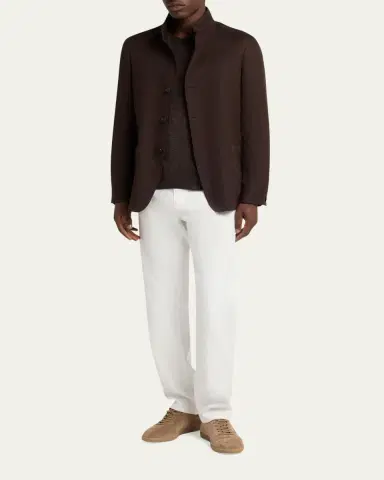 ZEGNA Men's Oasi Lino Il Conte Jacket in Dark Linen | Thumbnail 2