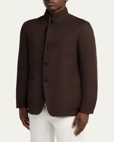 ZEGNA Men's Oasi Lino Il Conte Jacket in Dark Linen | Thumbnail 4