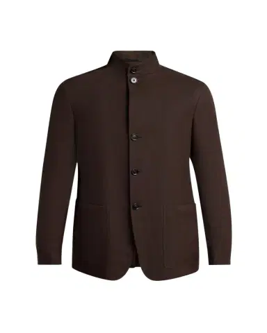 ZEGNA Men's Oasi Lino Il Conte Jacket in Dark Linen | Thumbnail 1