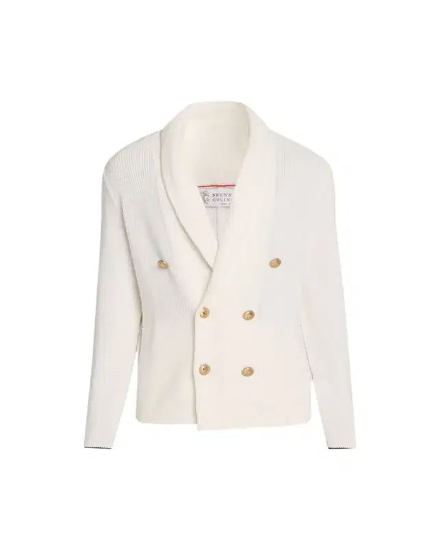 Men's Cotton Knit Double-Breasted Shawl Cardigan