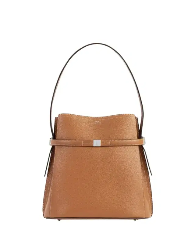 Belted Bucket Grain Leather Shoulder Bag