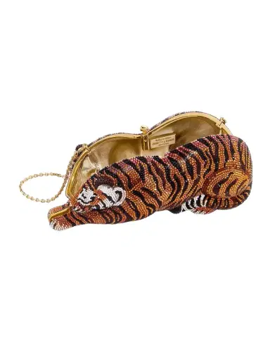 Judith Leiber Couture Tiger Crystal Minaudiere, Copper | Thumbnail 1 Judith Leiber Couture Tiger Crystal Minaudiere, Copper | Thumbnail 1