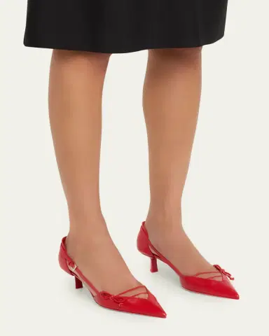 Prada 45mm Leather Bow Pumps | Thumbnail 2 Prada 45mm Leather Bow Pumps | Thumbnail 2