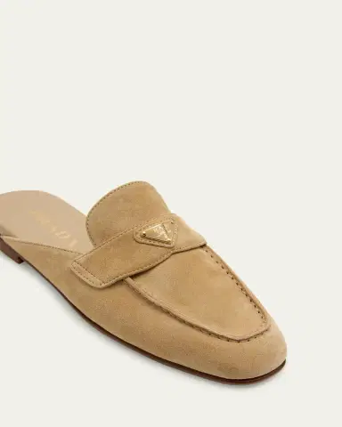 Prada Triangle Logo Suede Loafer Mules | Thumbnail 3 Prada Triangle Logo Suede Loafer Mules | Thumbnail 3