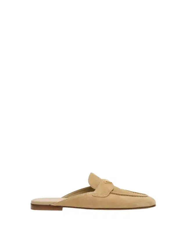 Prada Triangle Logo Suede Loafer Mules