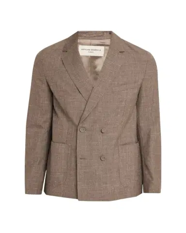 OFFICINE GÉNÉRALE Men's Light Brown Wool Leon Double-Breasted Sport Coat | Thumbnail 1 OFFICINE GÉNÉRALE Men's Light Brown Wool Leon Double-Breasted Sport Coat | Thumbnail 1