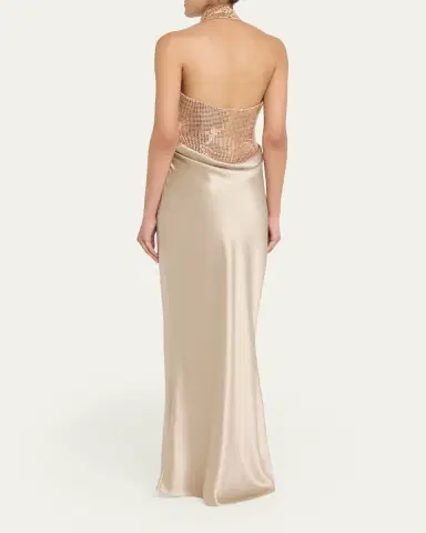 Retrofête Vanya Sequined Satin Halter Gown | Thumbnail 3 Retrofête Vanya Sequined Satin Halter Gown | Thumbnail 3