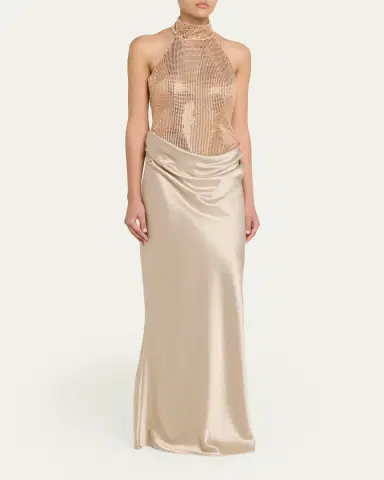 Retrofête Vanya Sequined Satin Halter Gown | Thumbnail 4 Retrofête Vanya Sequined Satin Halter Gown | Thumbnail 4