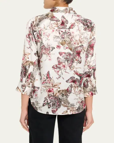 L'Agence Dani Silk Button-Front Blouse | Thumbnail 3 L'Agence Dani Silk Button-Front Blouse | Thumbnail 3