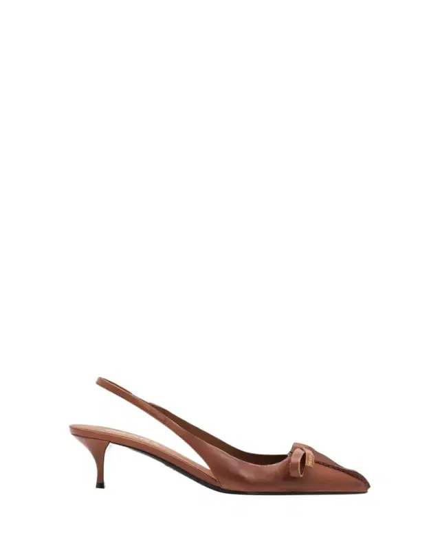 Prada 55mm Brushed Leather Slingback Pumps