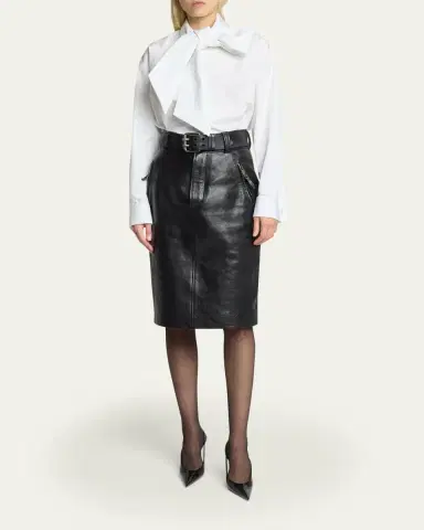 Saint Laurent Leather Pencil Skirt | Thumbnail 2