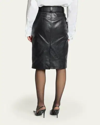 Saint Laurent Leather Pencil Skirt | Thumbnail 3