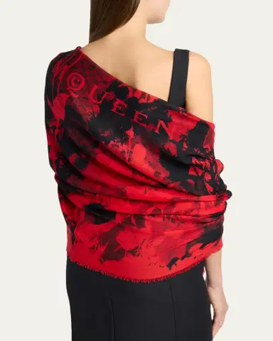 Alexander McQueen Poppy Collage Silk Scarf | Thumbnail 3