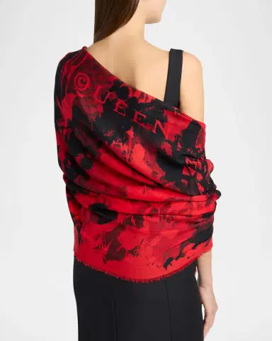 Alexander McQueen Poppy Collage Silk Scarf | Thumbnail 6