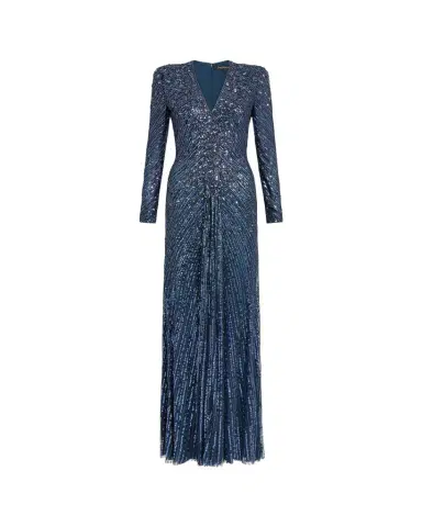 Jenny Packham Eve Embellished Strong-Shoulder Long-Sleeve Gown | Thumbnail 1