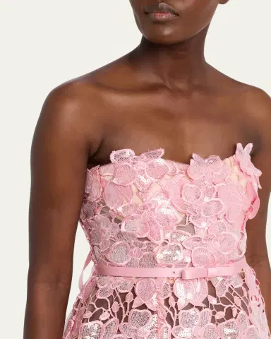 Retrofête Novalie Strapless Lace Dress | Thumbnail 5 Retrofête Novalie Strapless Lace Dress | Thumbnail 5